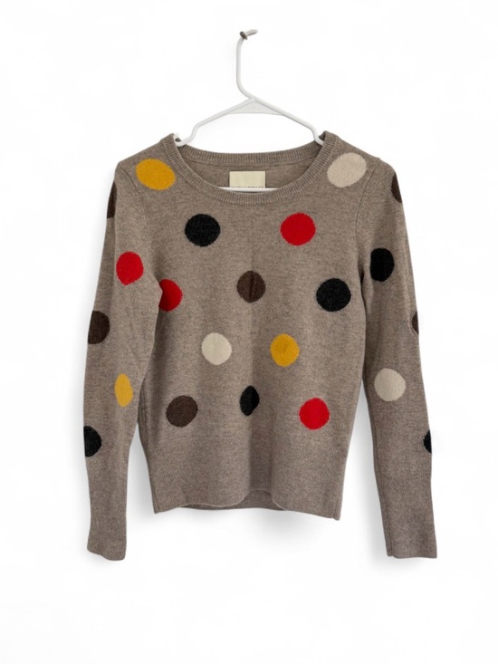 Cynthia Rowley Sweaters - Cynthia Rowley Womens 100% Cashmere Sweater Pullover XS Taupe Polka Dot Preppy